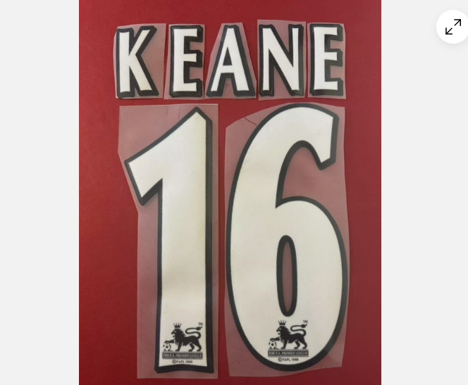 KEANE #16 1997-2004 Player Size Premier League White Nameset Man UTD L Extra