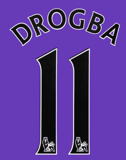 Drogba #11 2007-2015 white black EPL Player Size Premier League Nameset Chelsea