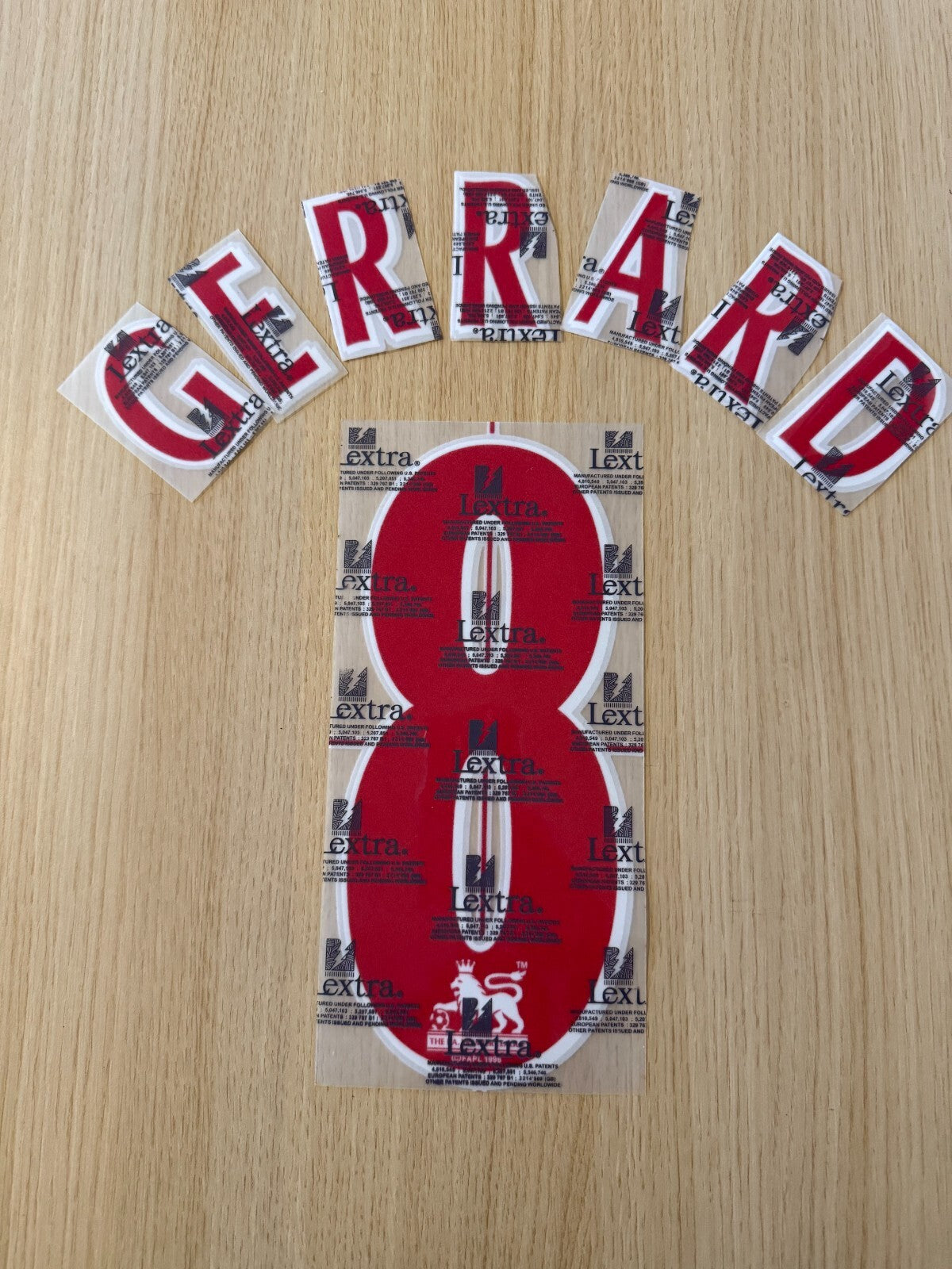 GERRARD #8 1997-2007 Player Size Premier League Red Nameset UK STOCK L Extra