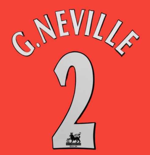 G.Neville #2 1997-2006 Player Size Premier League White Nameset UK STOCK Man u