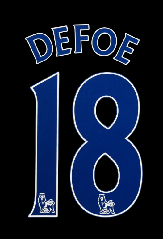 Defoe Tottenham Spurs 18 2007-2013 EPL NAME AND NUMBER SET, Home Away nameset