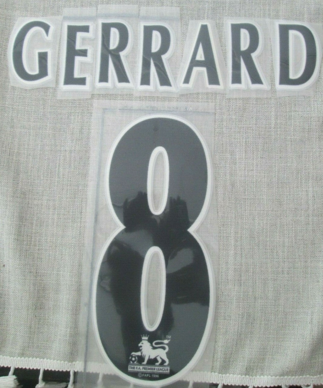 GERRARD #8 1997-2004 Player Size Premier League White Nameset UK STOCK Extra