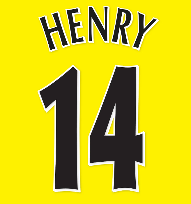 HENRY #14 1997-2005 Player Size Champions League black Nameset UK STOCK Arsenal