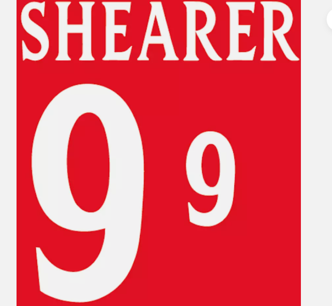 Shearer 9 England Euro 2000 Away Felt Player Size Nameset