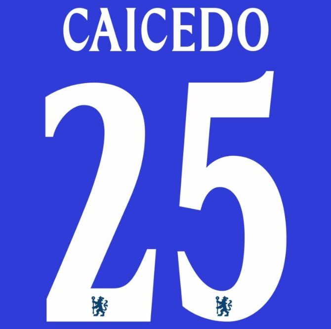 CHELSEA Caicedo 25 2025-2026 HOME AWAY PLAYER SIZE NAMESET