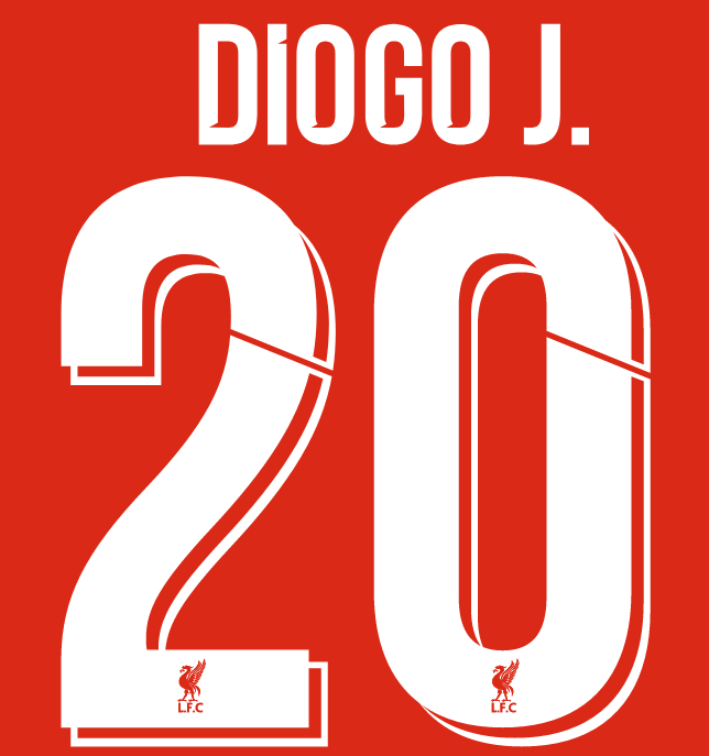 LIVERPOOL CUP 2020-2022 DIOGO.J Jota 20 WHITE PLAYER SIZE NAMESET