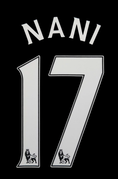 2007-2013 Nani 17 Manchester united EPL NAME AND NUMBER SET, Home Away nameset