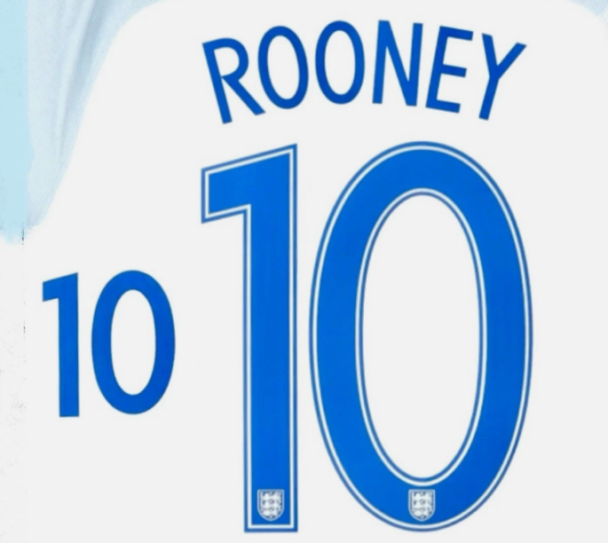 Rooney 10 England Euro 2016 Home Player Size Nameset