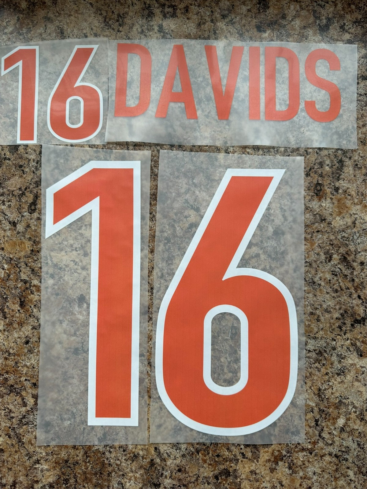 Davids #16 Holland 1998-2000 Away Player Size PLASTIC Nameset Netherlands