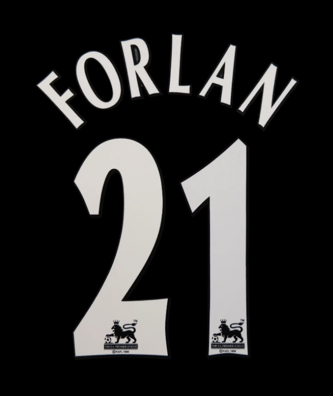 Forlan 21 1997-2006 Player Size Premier League White Nameset UK STOCK Man utd