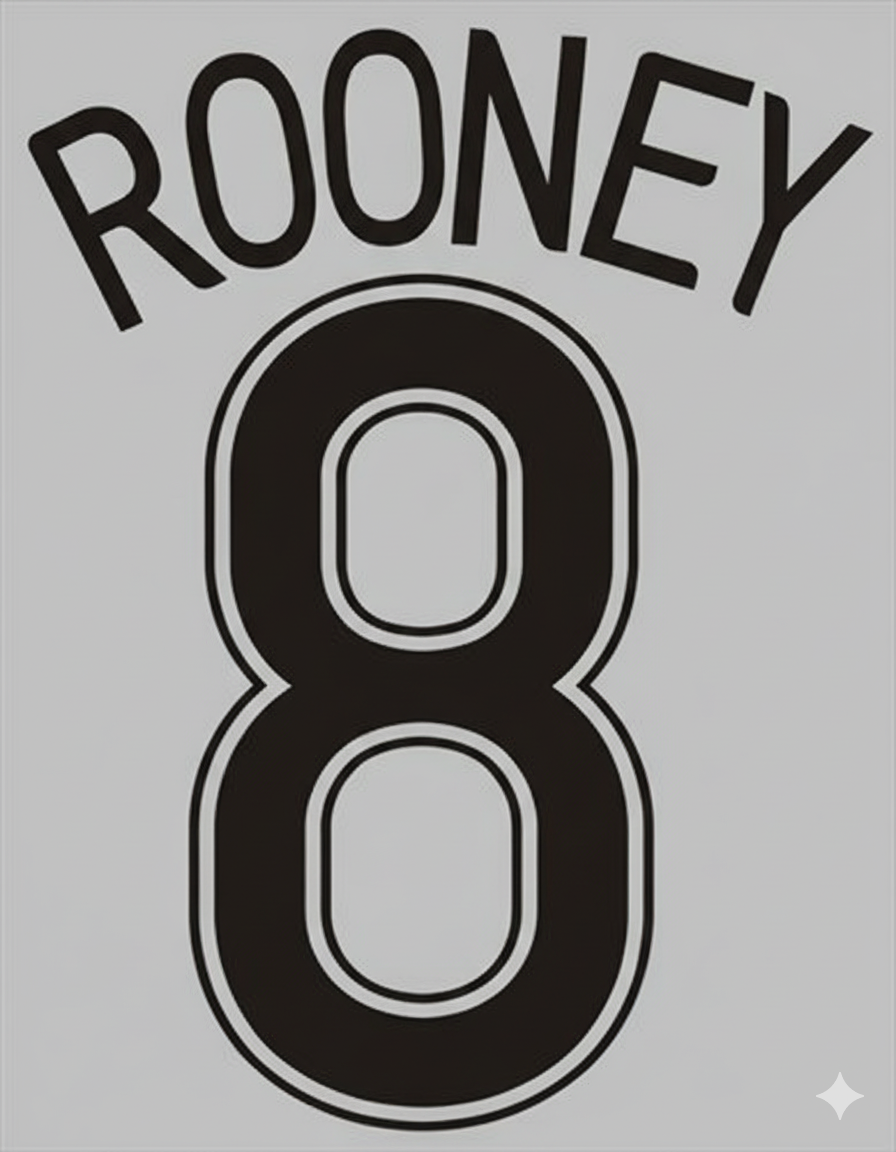 ROONEY #20 2006-2007 Player Size CL Black Nameset UK STOCK Manchester united