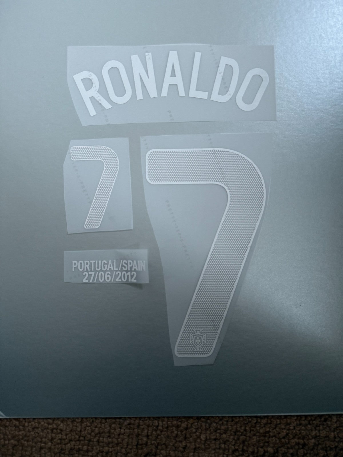 PORTUGAL Ronaldo 7 Away PLAYER SIZE Euro 2012 Home Nameset