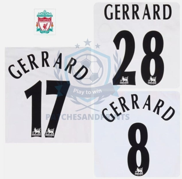 Gerrard #17 28 8 1997-2007 EPL Player Size Premier League Black Nameset UK STOCK