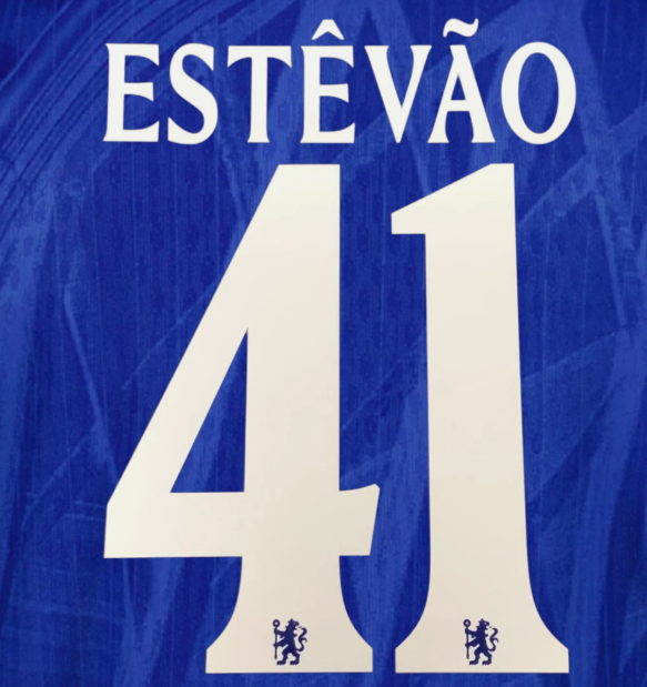 CHELSEA Estevao 41 2025-2026 HOME AWAY PLAYER SIZE CL NAMESET