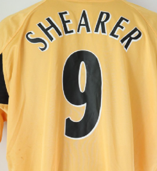 Shearer #9 2001-2006 Newcastle Player Size Europa League Black Nameset
