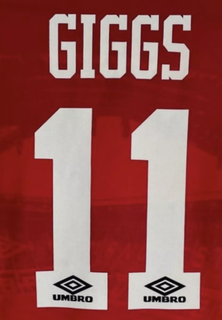 Giggs #11 1993-1996 Manchester United Felt Player Size Premier League Nameset