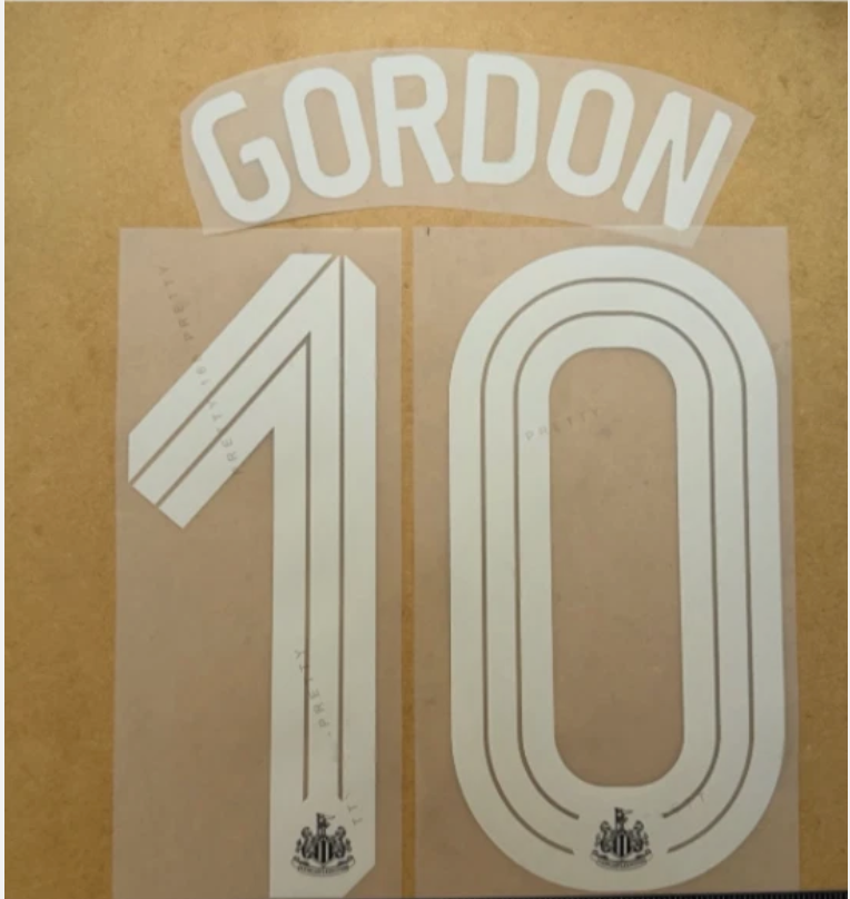 NEWCASTLE GORDON 10 2024-2026 AWAY Carabao Cup PLAYER SIZE Nameset Winners