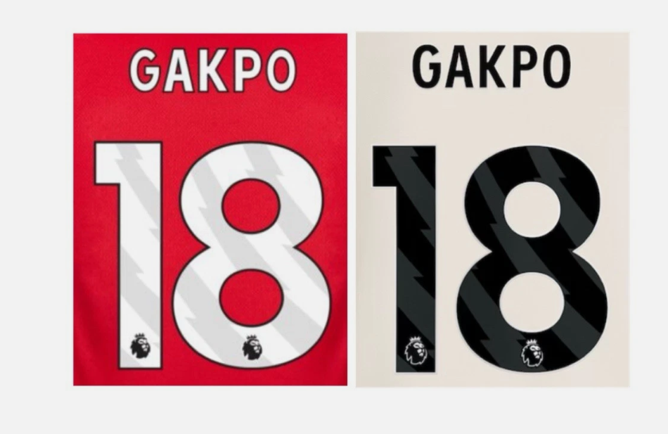LIVERPOOL 2017-2024 Gakpo 18 BLACK WHITE PLAYER SIZE CHOOSE ONE NAMESET