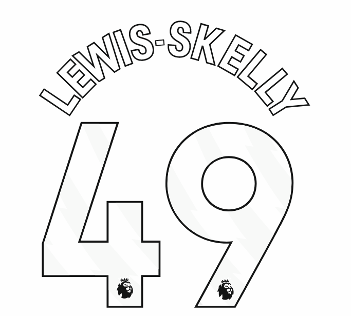 ARSENAL 2024/25 LEWIS - SKELLY 49 WHITE PLAYER SIZE NAMESET