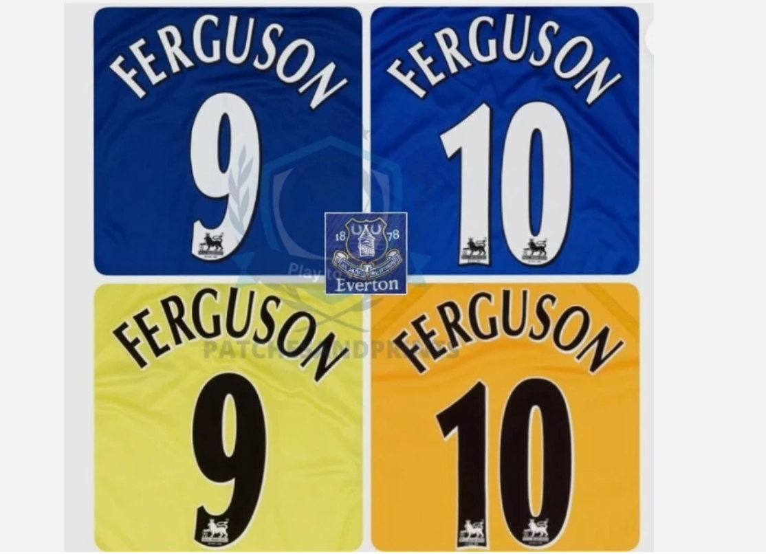 Ferguson 9 10 1997-1999 2005 EPL Player Size Premier League Nameset Everton