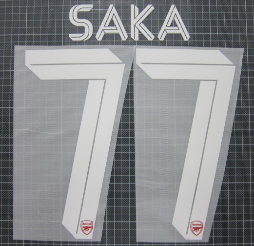 ARSENAL 2018-2019 SAKA 77 WHITE PLAYER SIZE Nameset