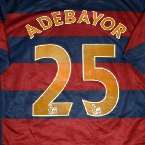 Adebayor #25 2007-2013 EPL Player Size Premier League gold Nameset UK Arsenal