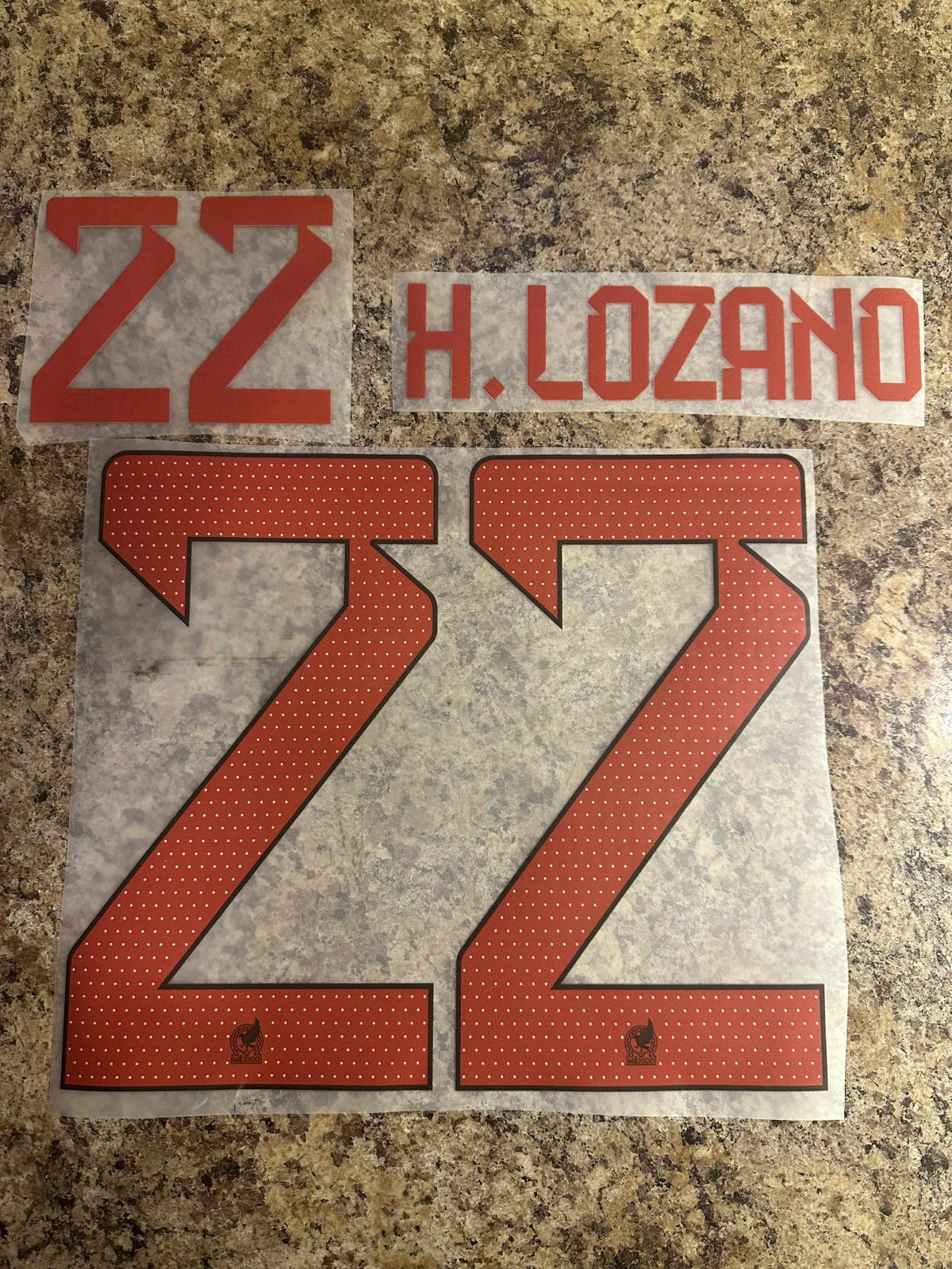 H Lozano Mexico Away World Cup 2022 NAMESET PLAYER SIZE