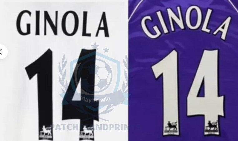 GINOLA #14 Newcastle 1997-2003 Player Size Premier League White Nameset UK STOCK