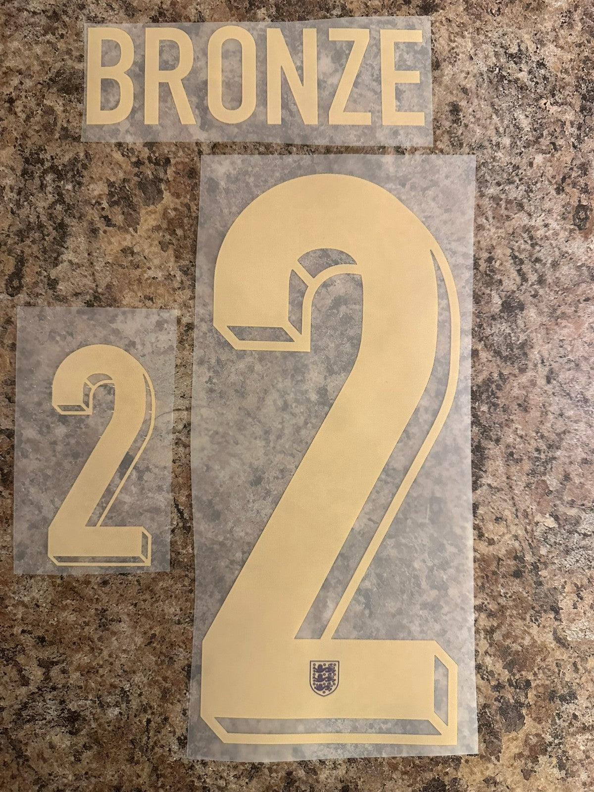 Bronze #2 2023 England World Cup Away Player Size PLASTIC Nameset