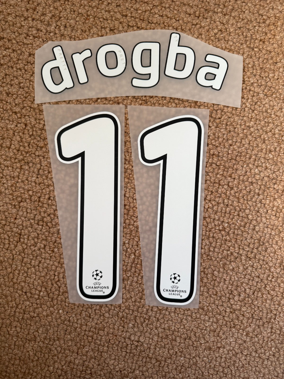 Drogba 11 2007-2009 Player Size Champions League Nameset UK STOCK Chelsea white