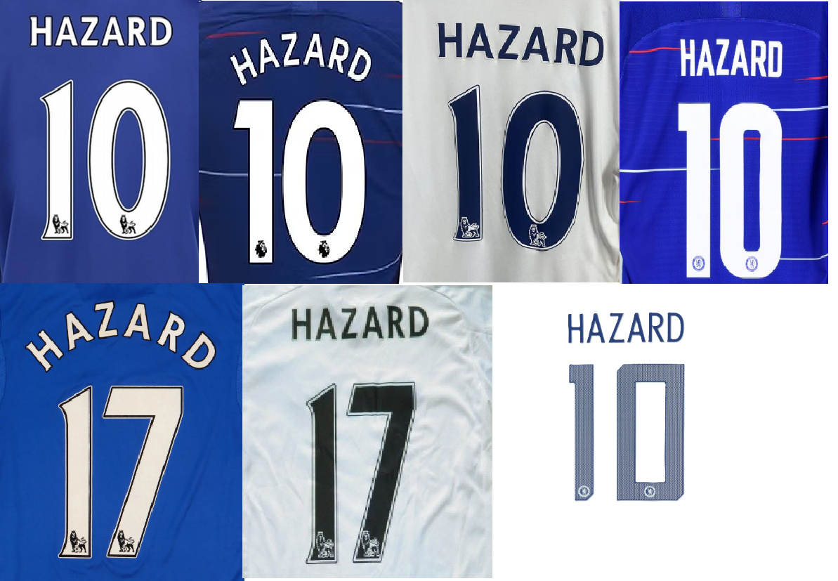 Hazard Chelsea 2007-2019 EPL NAME AND NUMBER SET, Home Away CHOOSE one