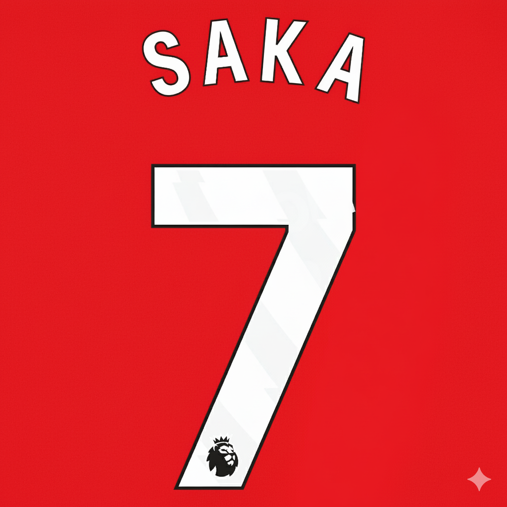 ARSENAL 2023/2026 SAKA 7 WHITE PLAYER SIZE Nameset