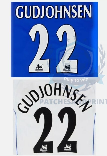 1997-2007 Black White Gudjohnsen Chelsea EPL Player Size Premier League Nameset