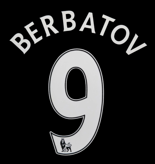 Berbatov 9 2008-2017 EPL NAME AND NUMBER SET, Home Away Manchester united UK