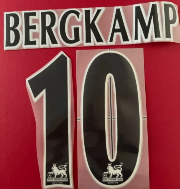 Bergkamp #10 1997-2007 Arsenal Black Felt Player Size Premier League Nameset