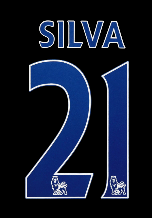 Silva 21 Manchester City 2007-2013 EPL NAME AND NUMBER SET, Home Away nameset