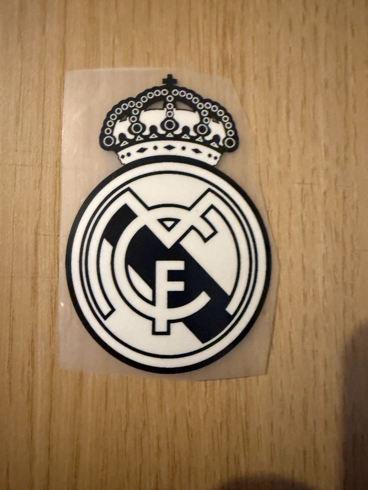La Liga Real Madrid Black White Silicon Iron On Patch Badge 75 x 50mm