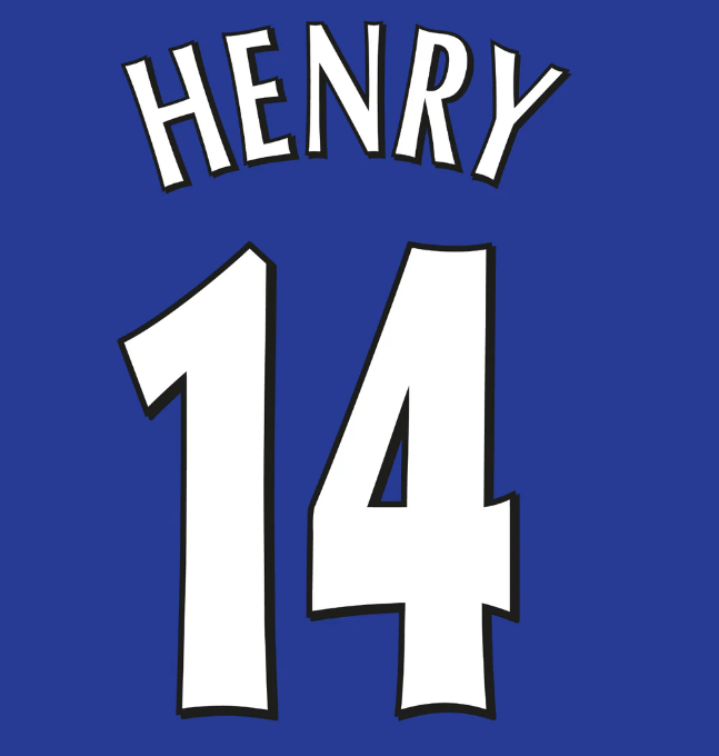 HENRY #14 1997-2005 Player Size Champions League White Nameset UK STOCK Arsenal