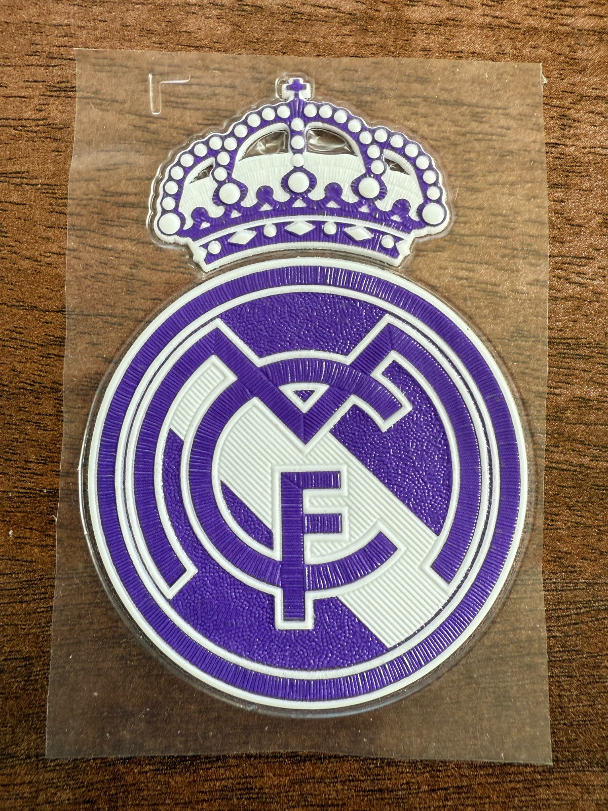 La Liga Real Madrid Purple White Silicon Iron On Patch Badge 75 x 50mm