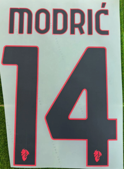 Modric #14 2025-2026 Away Ac Milan Player Size Plastic Serie A League Nameset