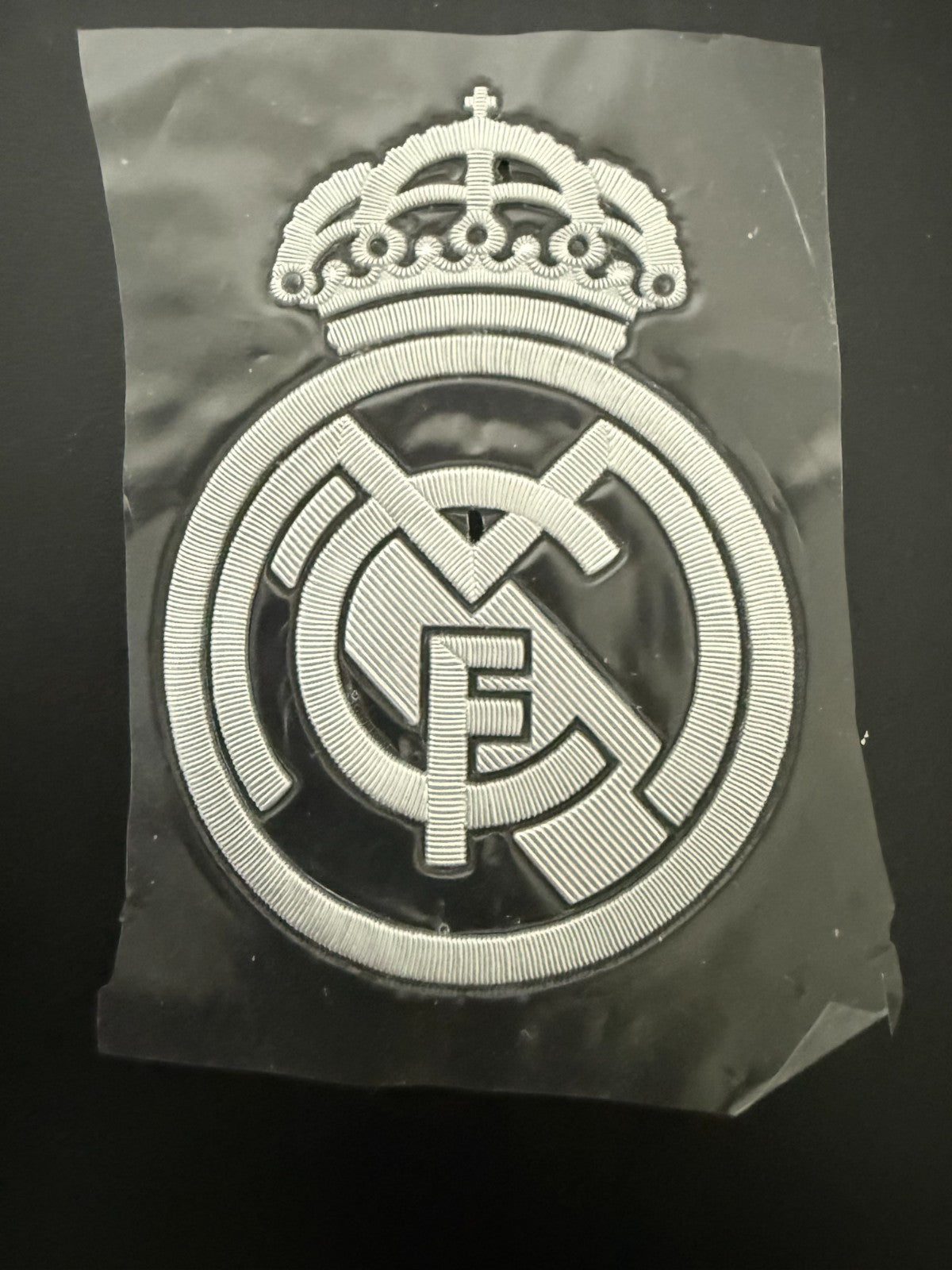 La Liga Real Madrid Silver Silicon Iron On Patch Badge 75 x 50mm