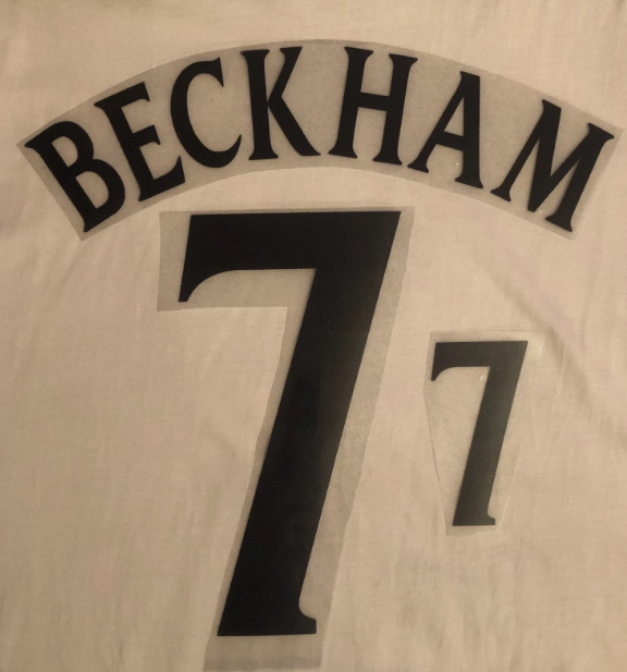 Beckham 7 England World Cup 2002 Home Felt Player Size Nameset