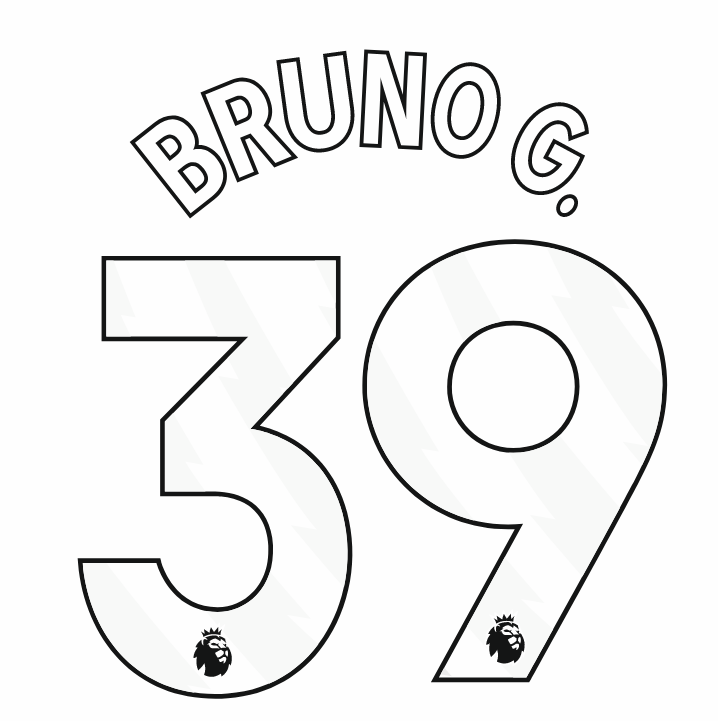 NEWCASTLE 2024/25 BRUNO.G 39 WHITE PLAYER SIZE NAMESET