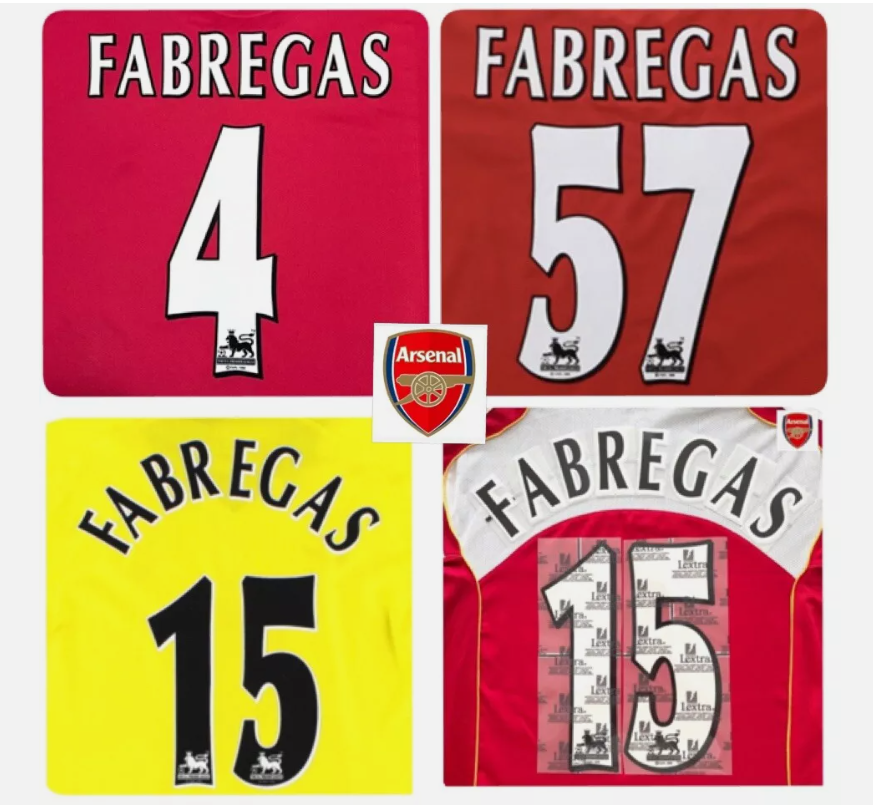 Fabregas CHOOSE one Player Size Premier League Black/white FELT Nameset UK STOCK