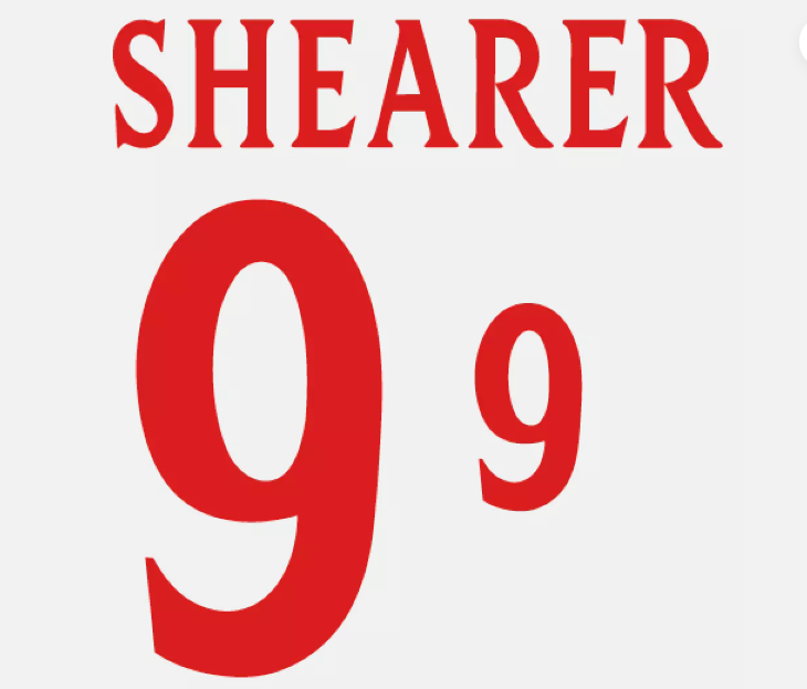 Shearer 9 England Euro 2000 Home Felt Player Size Nameset