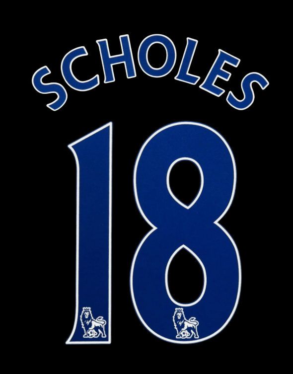 Scholes 18 Manchester united 2007-2013 EPL NAME AND NUMBER SET, Away nameset