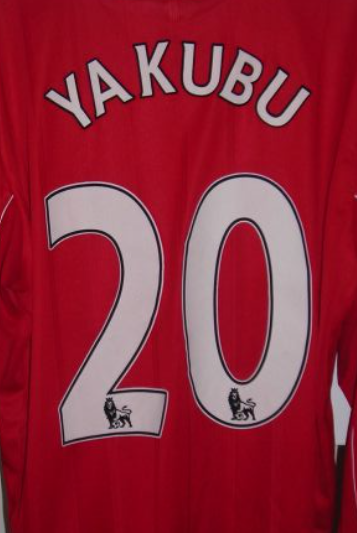 MIDDLESBROUGH 2007-2013 20 YAKUBU WHITE PLAYER SIZE FELT