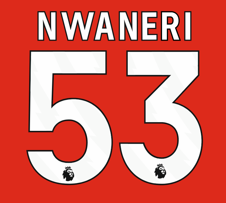 ARSENAL 2024/25 NWANERI 53 WHITE PLAYER SIZE nameset
