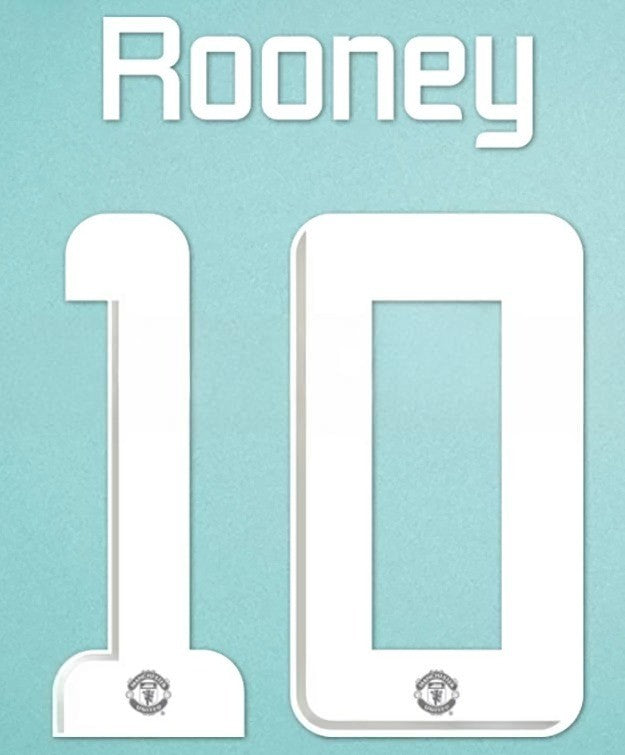 Rooney #10 Manchester United Player Size Champions 2013-14 League white Nameset