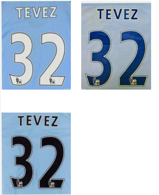 Tevez 32 Manchester City United 2007-2013 EPL Player Size Premier League Nameset